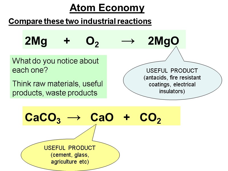 CaCO3  →   CaO   +   CO2 2Mg 